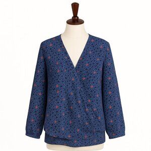 Maeve Anthropologie Womens Size 4 Eva Bluy Wrap Blouse Top Tunic Long Sleeve EUC